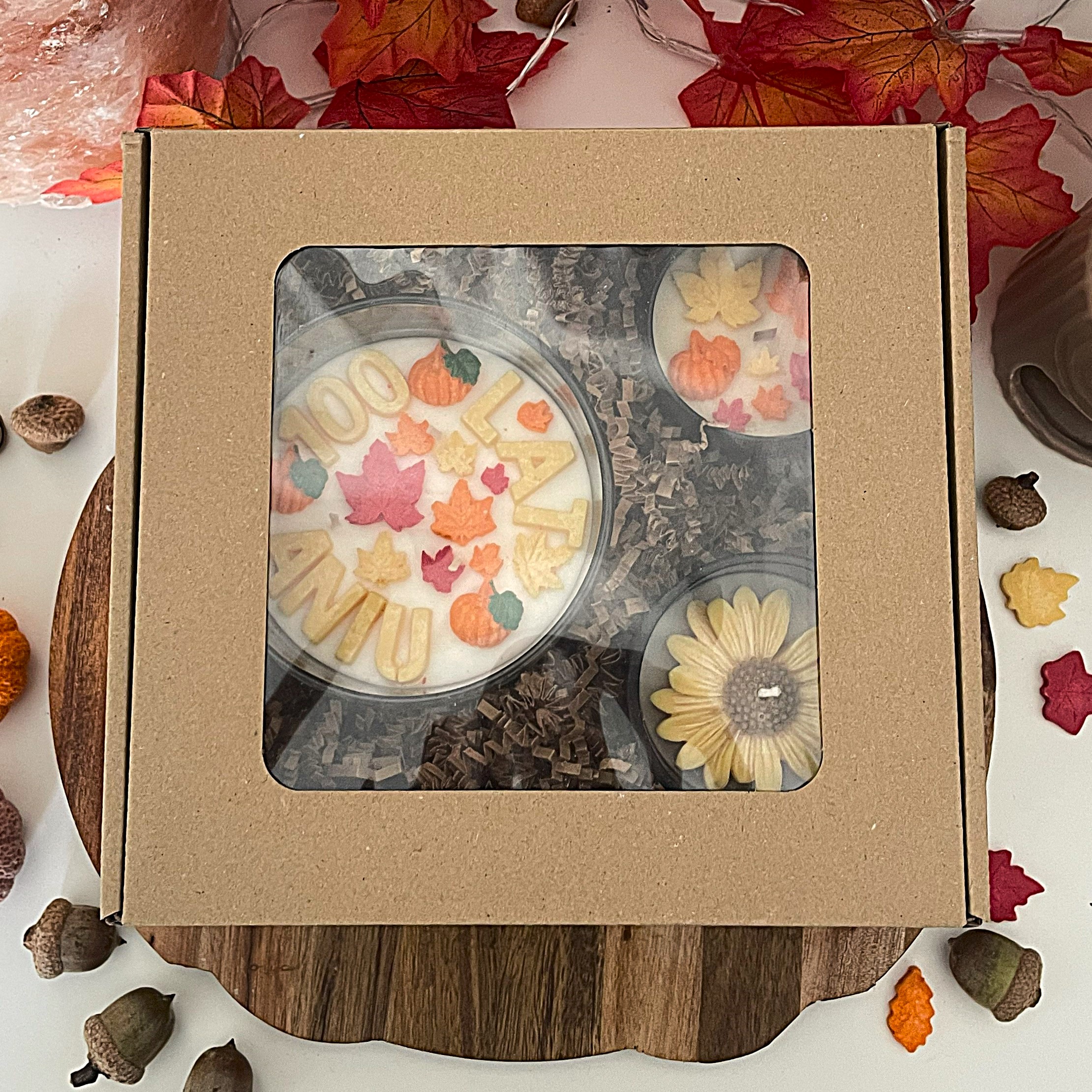 Jesienny Zestaw Urodzinowy - 3 świece sojowe - obrazek 2