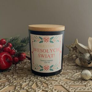 Świeca sojowa świąteczna "Wesołych Świąt"