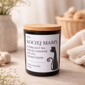 personalizowana świeca sojowa dla kociej mamy