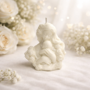 Świeca sojowa w kształcie matki z dzieckiem