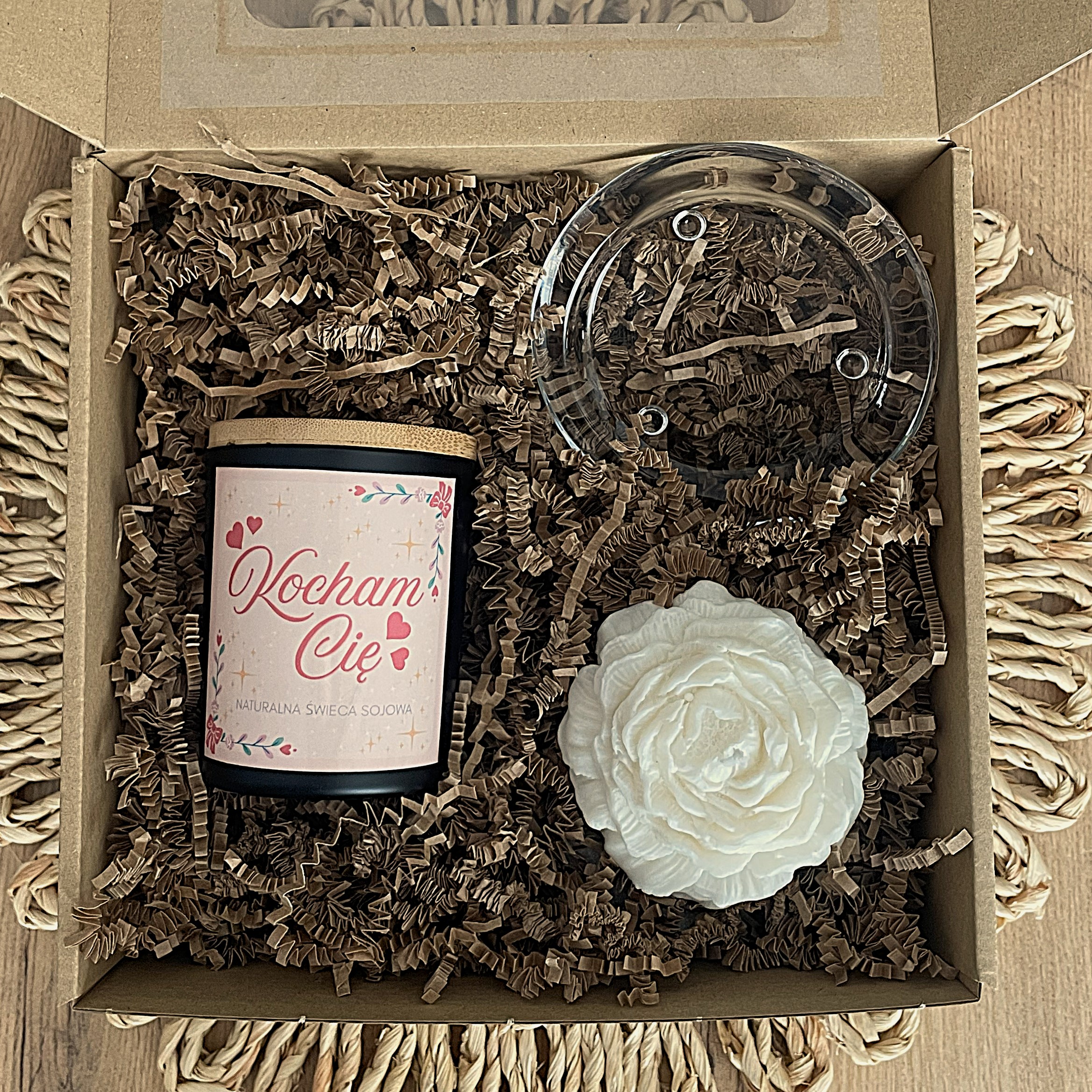 Walentynkowy zestaw świec sojowych „Kocham Cię” – prezent dla niej