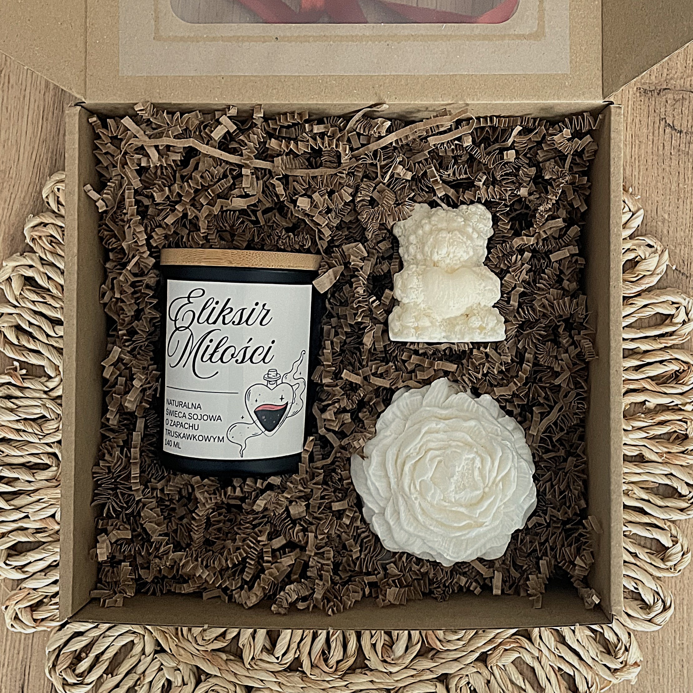 Walentynkowy zestaw świec sojowych „Eliksir Miłości” – prezent dla niej